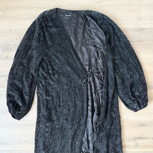Retrofete black sequin duster jacket / midi wrap dress - Small - Picture 6 of 8